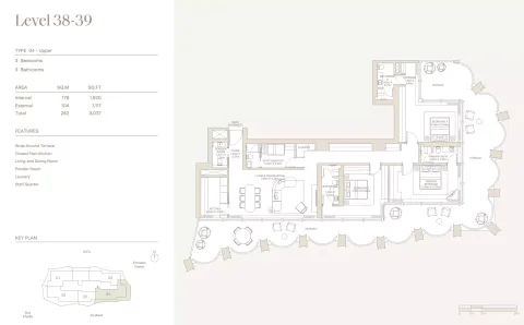 Floor plan, 3 Beds, 3,037 sq ft
