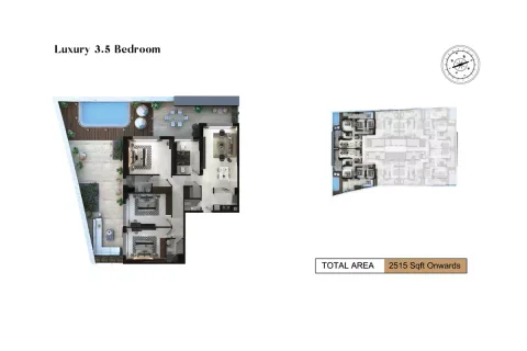 Floor plan, 3 Beds, 2,515 sq ft
