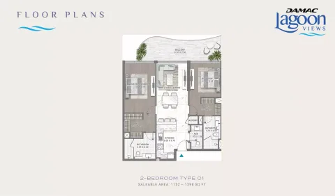Floor plan, 2 Beds, 1,152 sq ft