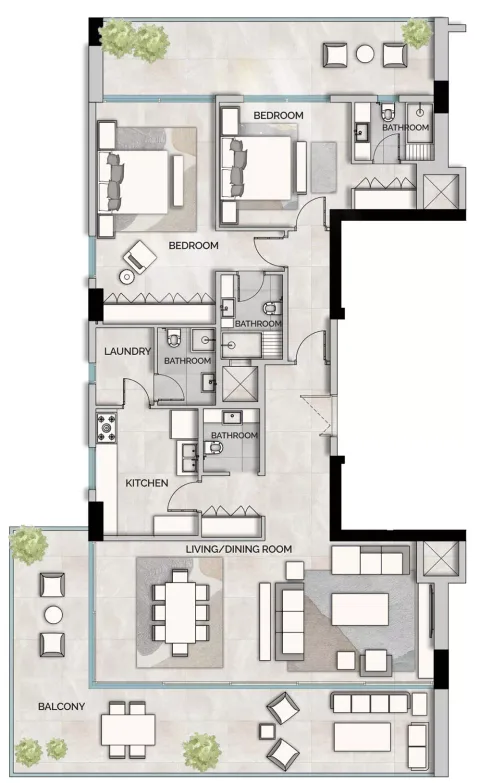 Floor plan, 2 Beds, 2,134 sq ft