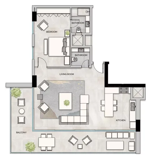 Floor plan, 1 Bed, 1,277 sq ft