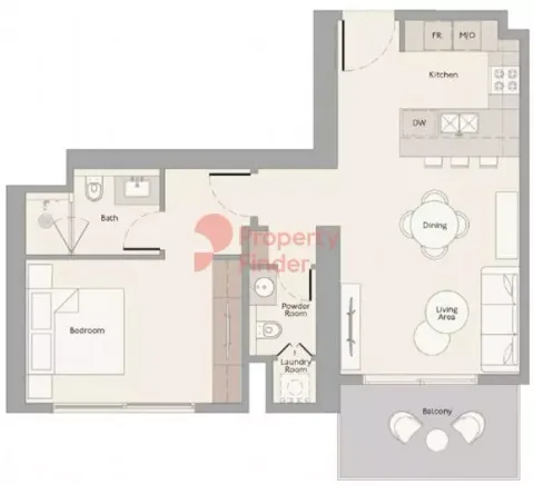 Floor plan, 1 Bed, 767 sq ft