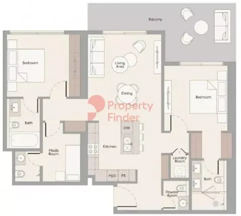 Floor plan, 2 Beds, 1,320 sq ft