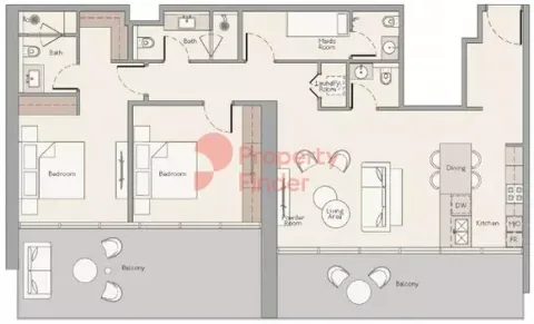 Floor plan, 2 Beds, 1,657 sq ft