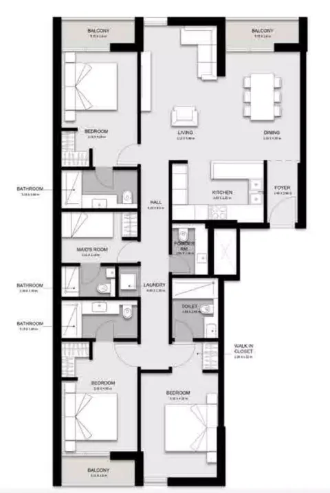 Floor plan, 3 Beds, 1,829 sq ft