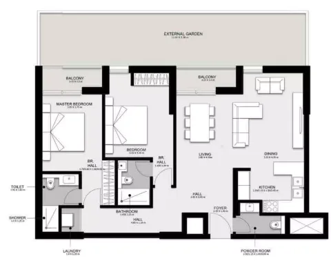 Floor plan, 2 Beds, 1,780 sq ft