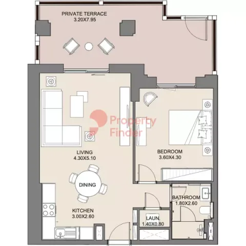 Floor plan, 1 Bed, 939 sq ft