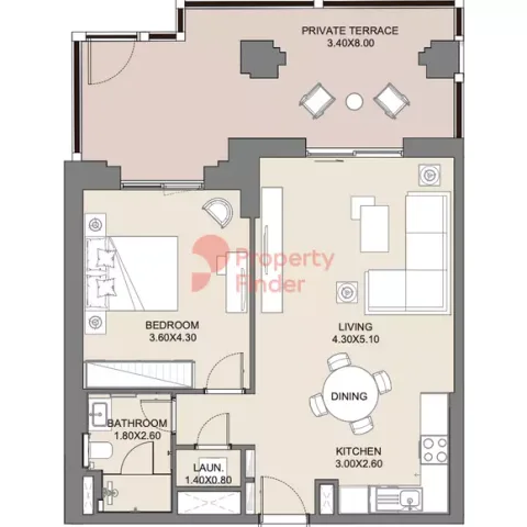 Floor plan, 1 Bed, 946 sq ft
