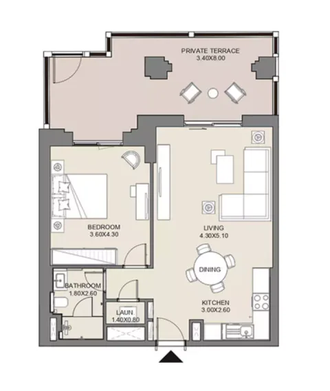 Floor plan, 1 Bed, 946 sq ft