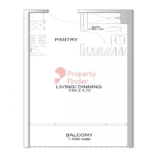 Floor plan, Studio, 450 sq ft