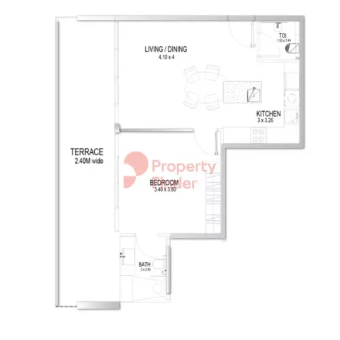 Floor plan, 1 Bed, 450 sq ft