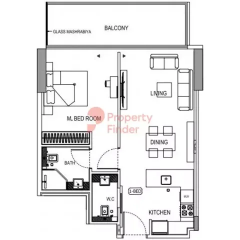 Floor plan, 1 Bed, 0 sq ft