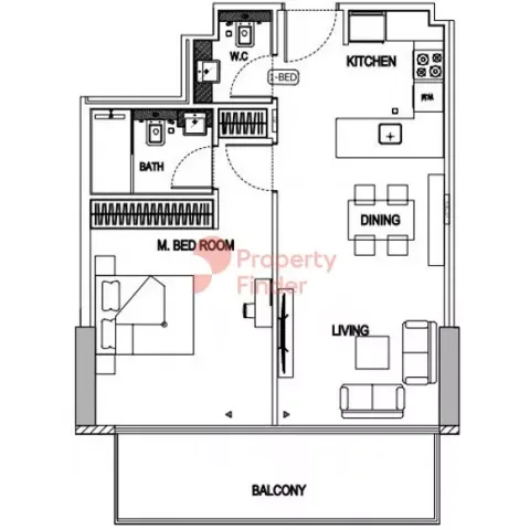 Floor plan, 1 Bed, 0 sq ft