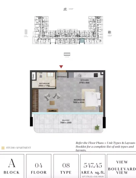 Floor plan, Studio, 547 sq ft