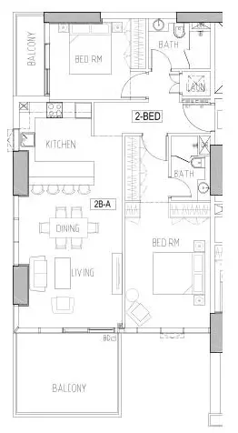 Floor plan, 2 Beds, 1,132 sq ft
