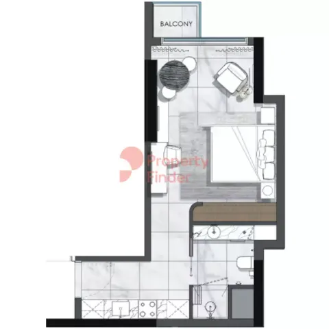 Floor plan, Studio, 414 sq ft