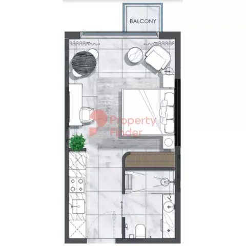 Floor plan, Studio, 372 sq ft