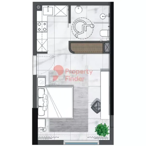 Floor plan, Studio, 360 sq ft