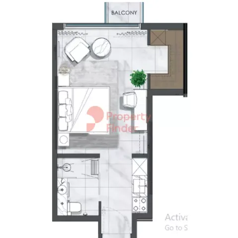 Floor plan, Studio, 364 sq ft