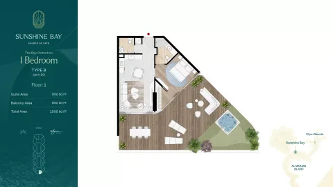 Floor plan, 1 Bed, 1,508 sq ft