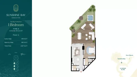 Floor plan, 1 Bed, 1,537 sq ft