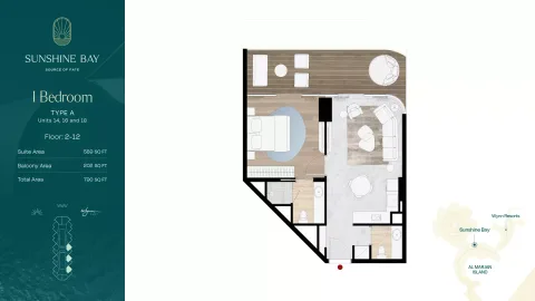 Floor plan, 1 Bed, 790 sq ft