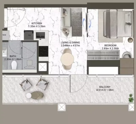 Floor plan, Studio, 529 sq ft