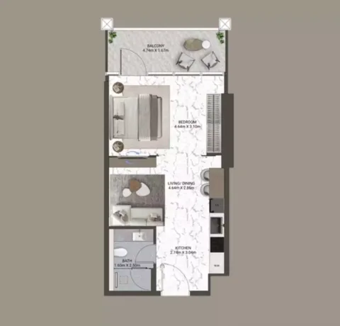 Floor plan, Studio, 549 sq ft
