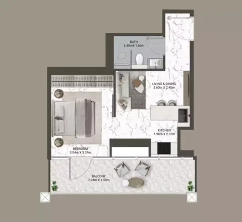 Floor plan, Studio, 535 sq ft