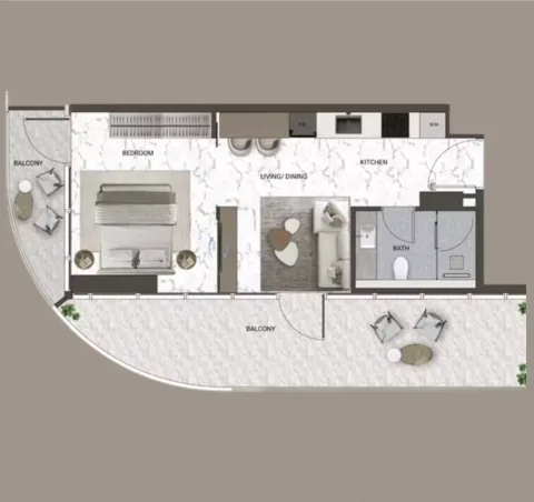 Floor plan, Studio, 741 sq ft