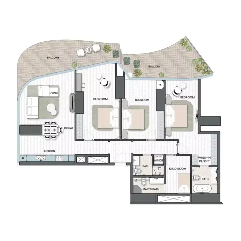 Floor plan, 3 Beds, 2,116 sq ft