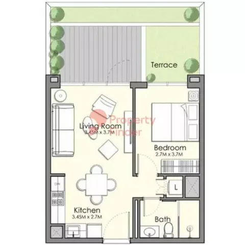Floor plan, 1 Bed, 714 sq ft
