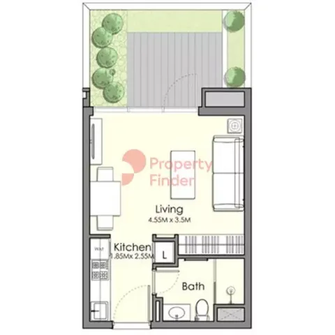 Floor plan, Studio, 539 sq ft