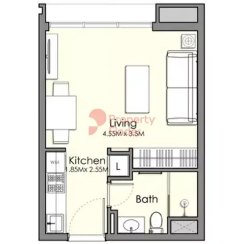 Floor plan, Studio, 338 sq ft