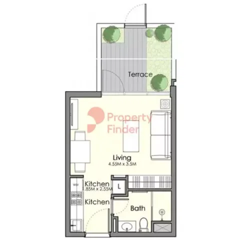 Floor plan, Studio, 477 sq ft