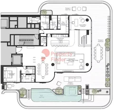 Floor plan, 4 Beds, 8,543 sq ft