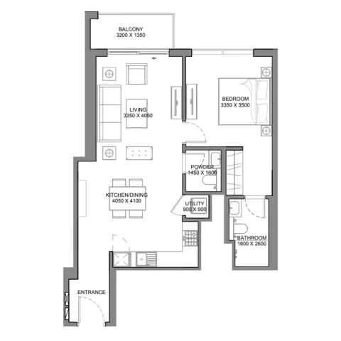 Floor plan, 1 Bed, 785 sq ft