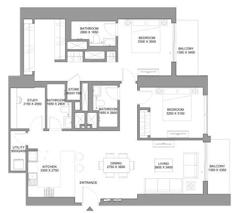 Floor plan, 2 Beds, 1,467 sq ft