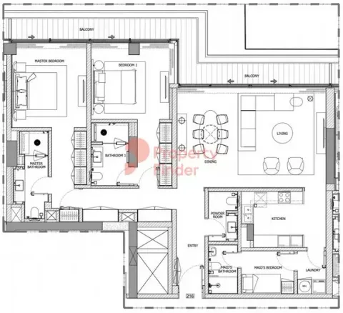 Floor plan, 1 Bed, 797 sq ft