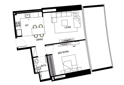 Floor plan, 1 Bed, 0 sq ft