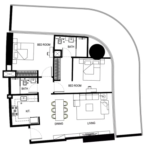 Floor plan, 2 Beds, 0 sq ft
