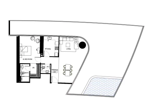 Floor plan, 1 Bed, 0 sq ft