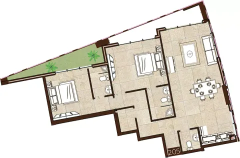 Floor plan, 2 Beds, 1,271 sq ft