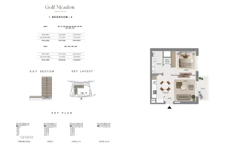 Floor plan, 1 Bed, 711 sq ft