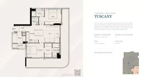 Floor plan, 2 Beds, 1,243 sq ft
