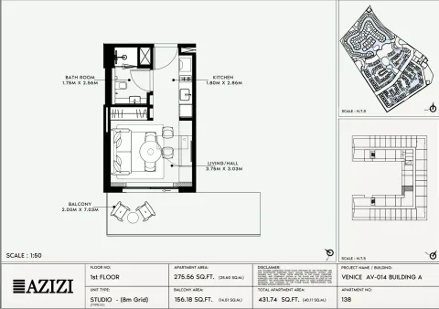Floor plan, Studio, 431 sq ft
