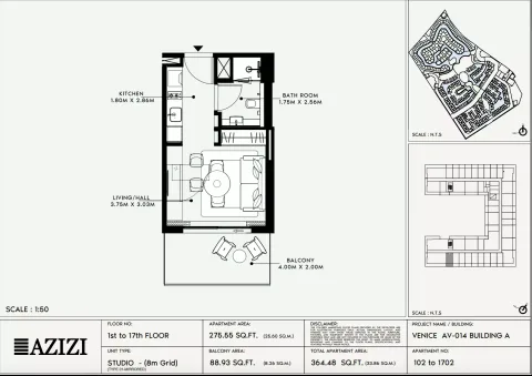 Floor plan, Studio, 364 sq ft