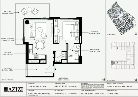 Floor plan, Studio, 792 sq ft