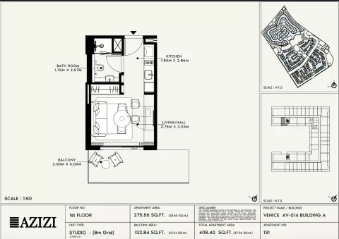 Floor plan, Studio, 408 sq ft