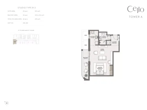Floor plan, Studio, 678 sq ft